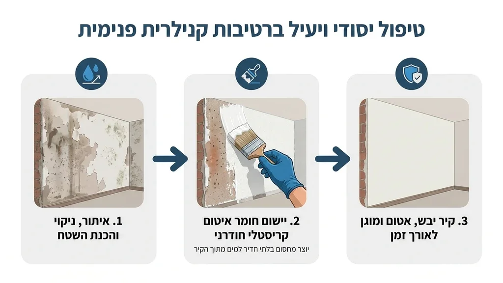 טיפול מקצועי וביצוע איטום קירות פנימיים כנגד רטיבות