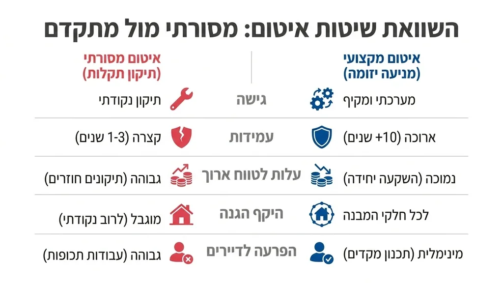 עובד מקצועי מבצע התזת חומרי אטימה פוליאוריטניים על קיר חיצוני