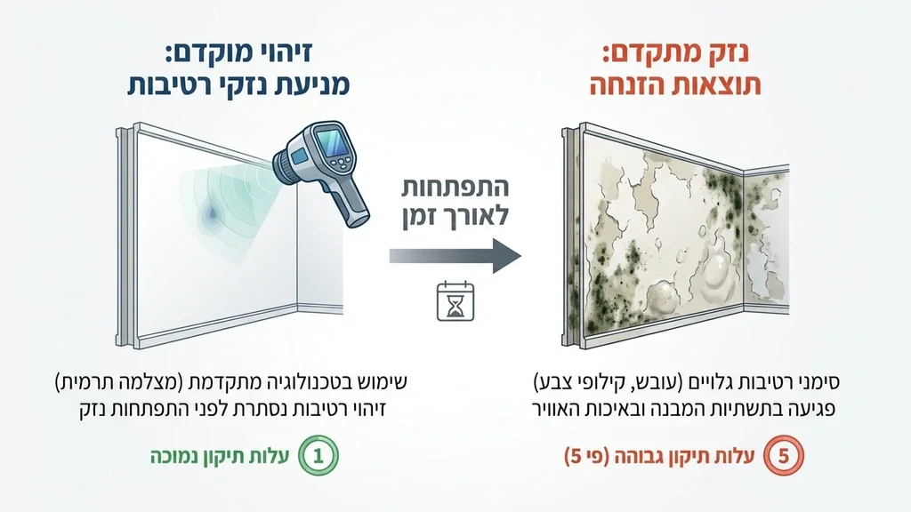 בדיקת רטיבות מקצועית בקיר פנימי