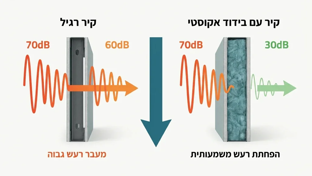 יישום חומרי בידוד אקוסטי בקיר פנימי