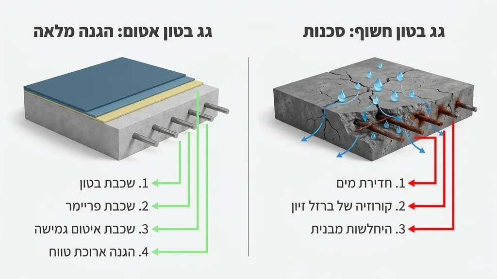 הכנת גג בטון חשוף לקראת עבודות איטום מקצועיות
