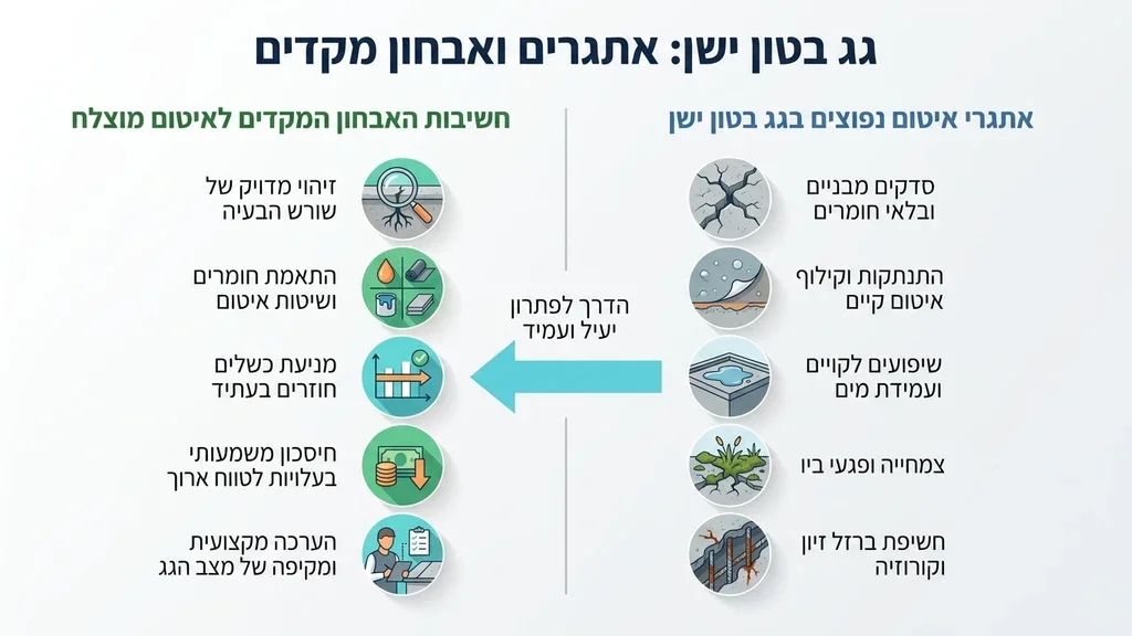 יישום חומרי איטום מתקדמים על גג בטון ישן