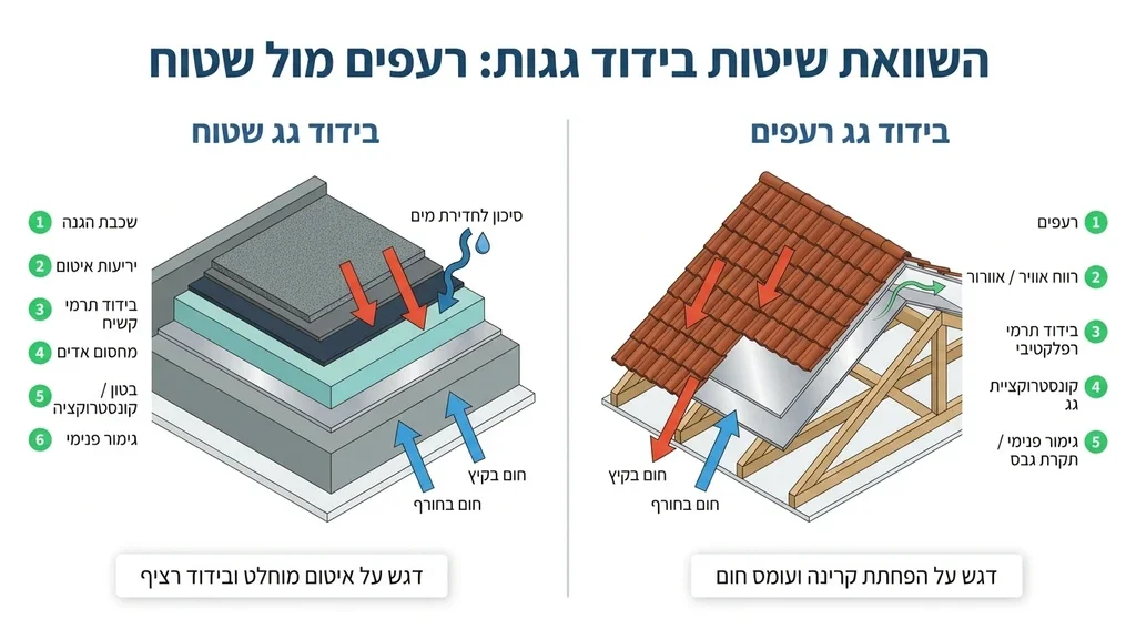 עבודות בידוד תרמי בגג רעפים